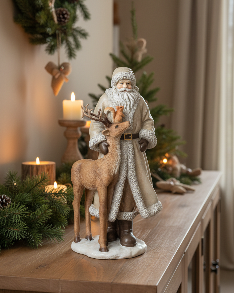 Winter Santa, Deer and Squirrel Trio