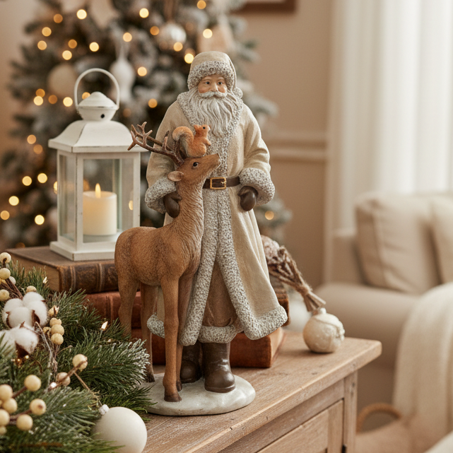 Winter Santa, Deer and Squirrel Trio