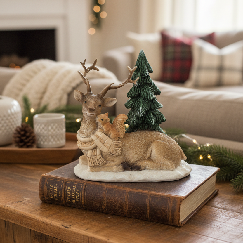 Winter Deer and Squirrel Duo