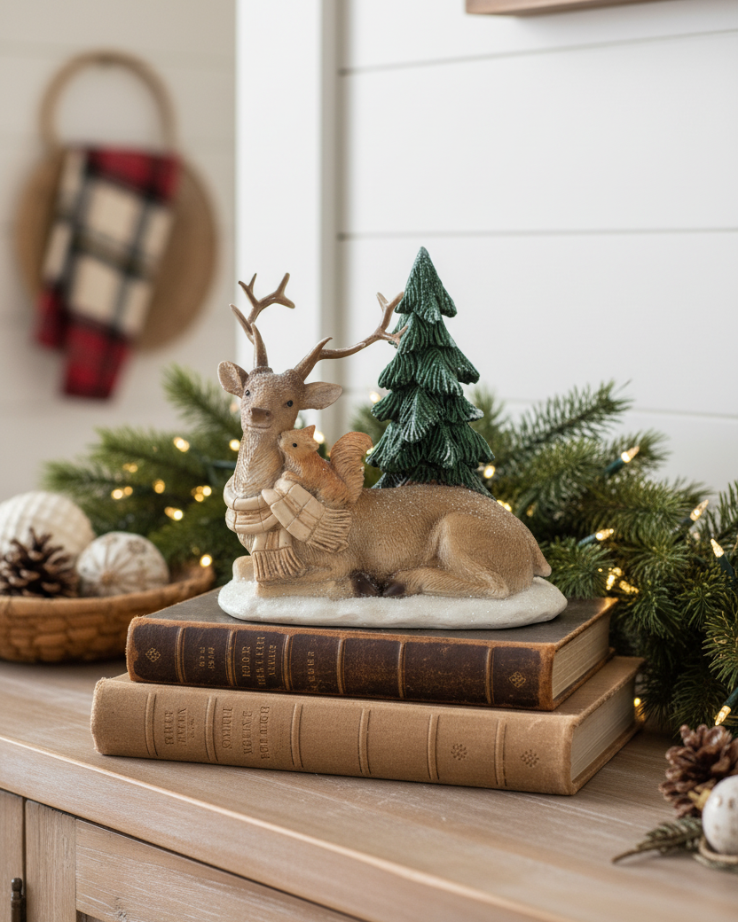 Winter Deer and Squirrel Duo