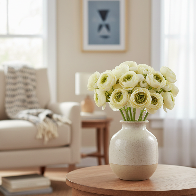 Mini Cream Ranunculus Bundle 11"