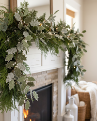 Sage Glittered Holly Spray 26"H