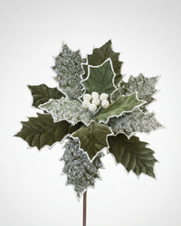 Sage Glittered Poinsettia Stem 21"