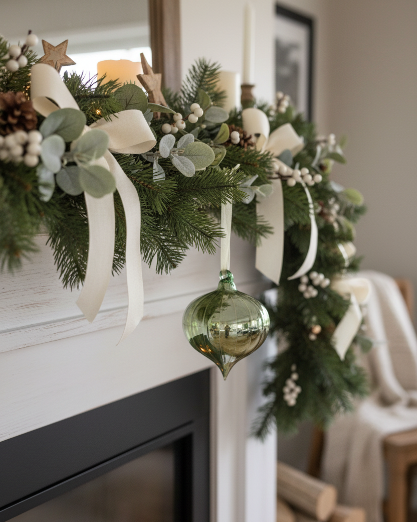 Iridescent Green Glass Ornament