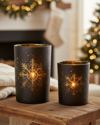 Midnight Snowflake Glass Candle Holder