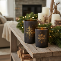 Midnight Snowflake Glass Candle Holder