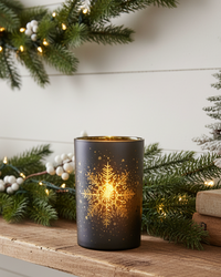 Midnight Snowflake Glass Candle Holder