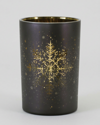 Midnight Snowflake Glass Candle Holder