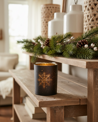 Midnight Snowflake Glass Candle Holder