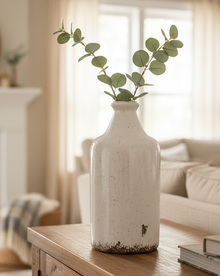Aged White Ceramic Jug
