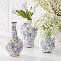 Blue and White Floral Ceramic Bud Vase