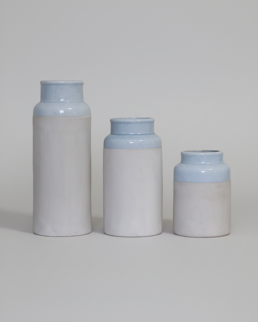 Natural and Light Blue Glazed Vase