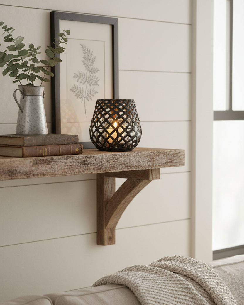 Black Woven Wood Candleholder Lantern