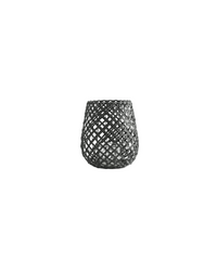 Black Woven Wood Candleholder Lantern