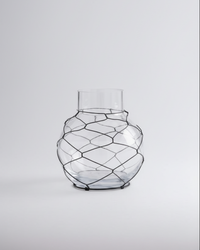 Glass Jar with Black Chicken Wire