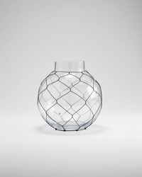 Glass Jar with Black Chicken Wire