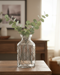 Glass Jar with Black Chicken Wire