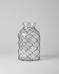 Glass Jar with Black Chicken Wire