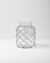 Glass Jar with Black Chicken Wire