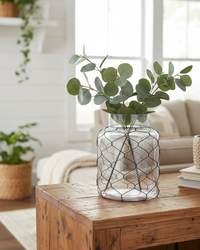 Glass Jar with Black Chicken Wire