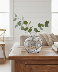 Glass Jar with Black Chicken Wire