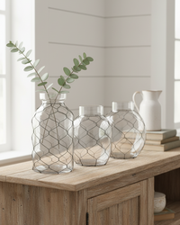 Glass Jar with Black Chicken Wire