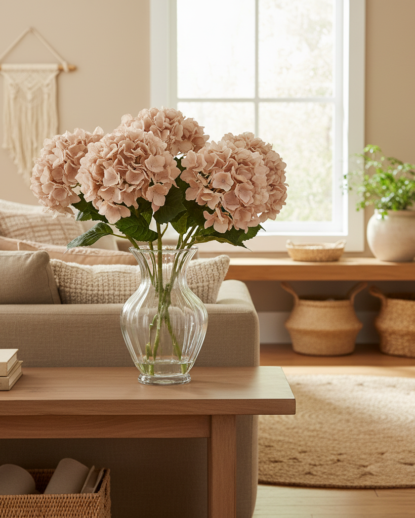 Light Peach Hydrangea Stem 20"
