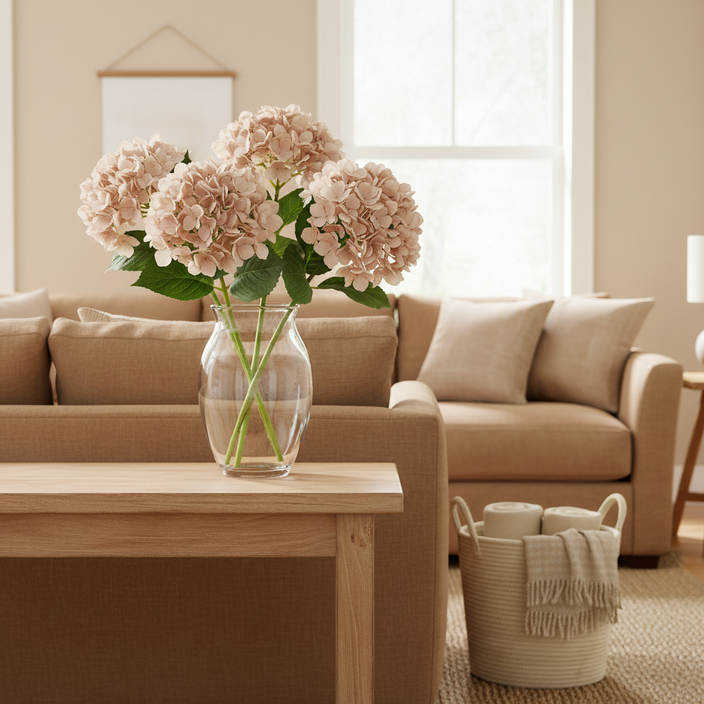 Light Peach Hydrangea Stem 20"