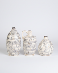 Vintage Grey Floral Ceramic Crackle Vase