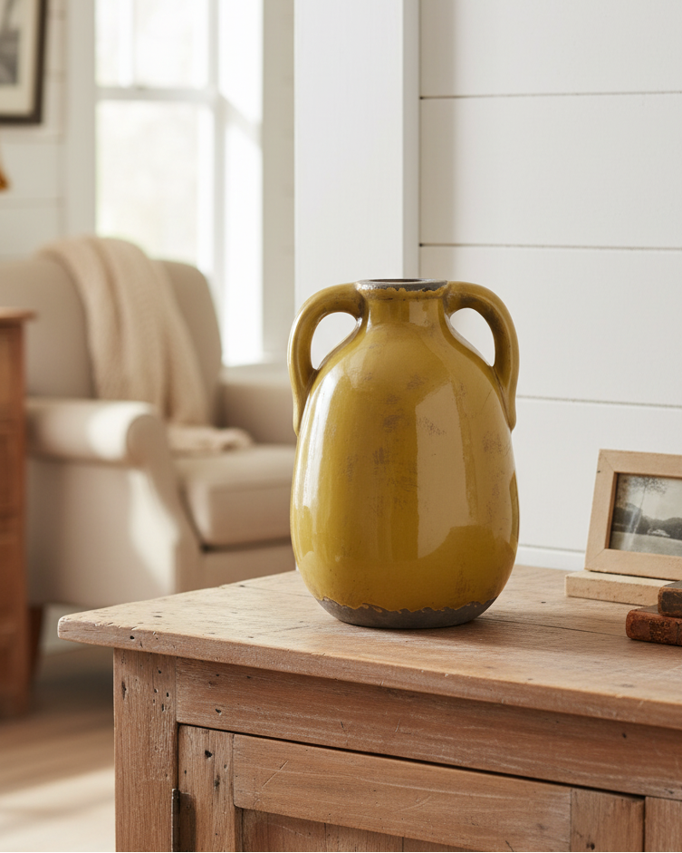 Butterscotch Crackle Glaze Terracotta Jug With Handle