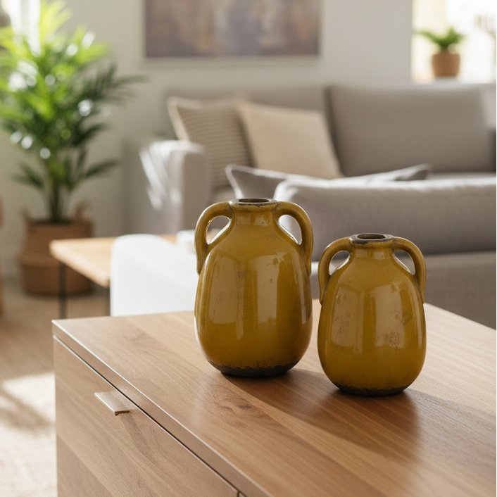 Butterscotch Crackle Glaze Terracotta Jug With Handle