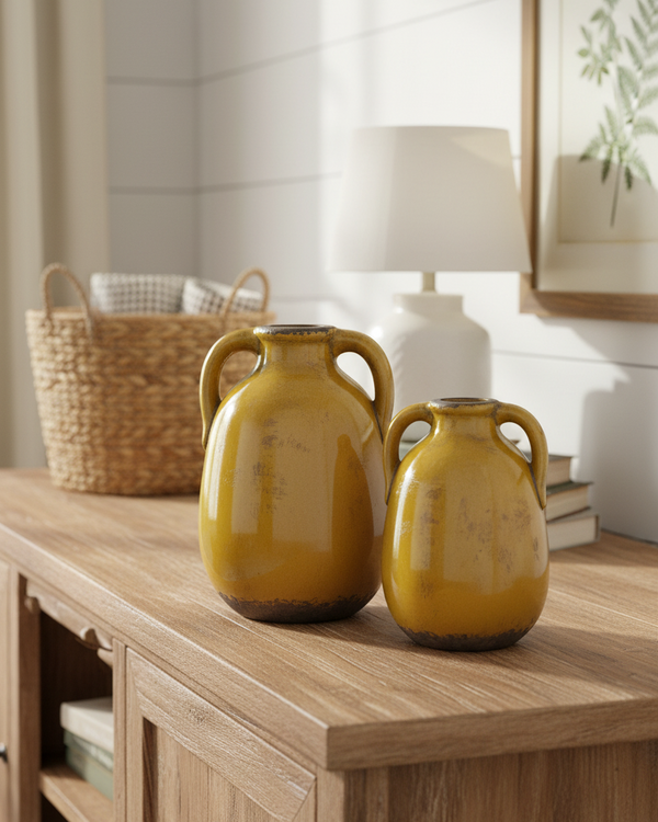 Butterscotch Crackle Glaze Terracotta Jug With Handle