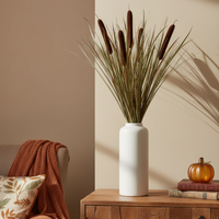 Dark Brown Double Cattail Stem 43"