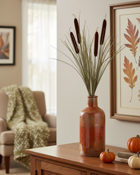 Dark Brown Double Cattail Stem 43"