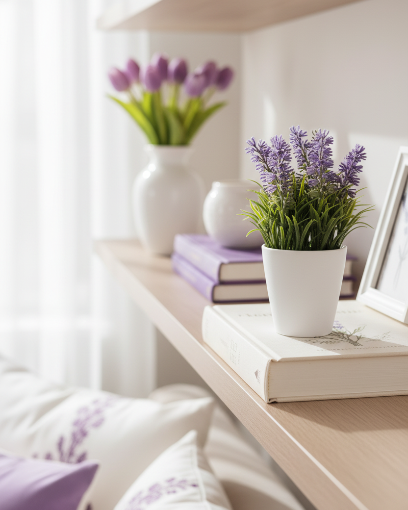 Lavender in White Ceramic Pot
