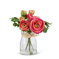 Mini Pink Ranunculus in Glass Vase With Faux Water
