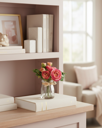 Mini Pink Ranunculus in Glass Vase With Faux Water