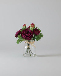 Mini Purple Ranunculus in Glass Vase With Faux Water
