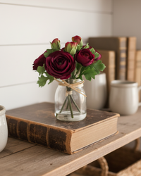 Mini Purple Ranunculus in Glass Vase With Faux Water
