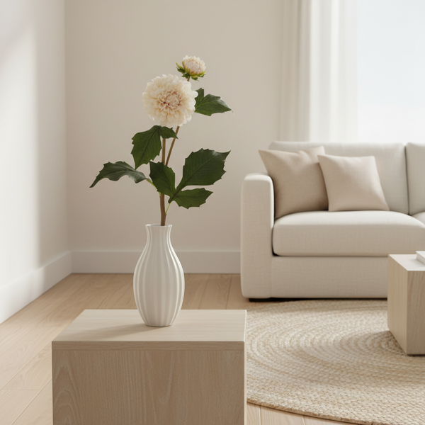 Cream Dahlia Bud and Bloom Real Touch 20"