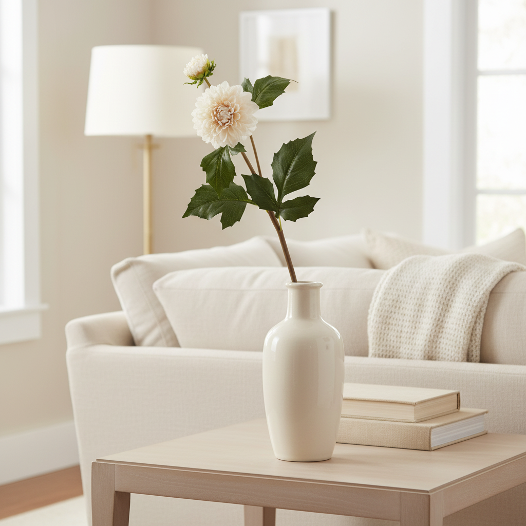 Cream Dahlia Bud and Bloom Real Touch 20"