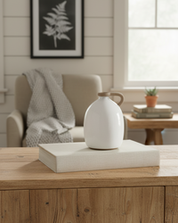 White Ceramic Jug With Natural Handle