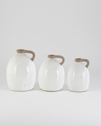 White Ceramic Jug With Natural Handle