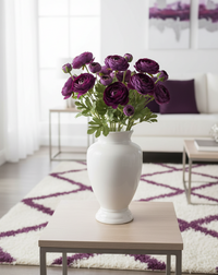 Dark Purple 5 Head Ranunculus Stem Real Touch 24.5"