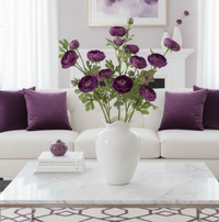 Dark Purple 5 Head Ranunculus Stem Real Touch 24.5"