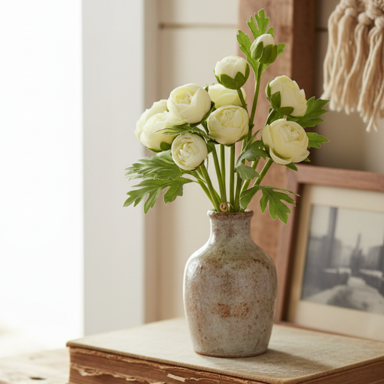 Ranunculus Real Touch Light Yellow Bundle of 9