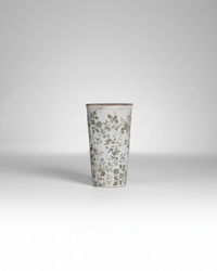 Cream and Green Floral Ceramic Pot