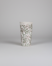 Cream and Green Floral Ceramic Pot
