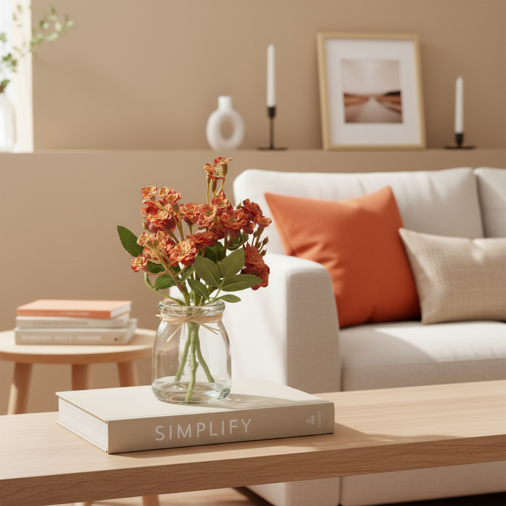 Mini Orange Primrose in Glass Vase With Faux Water
