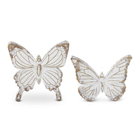 Whitewashed Carved Resin Butterfly